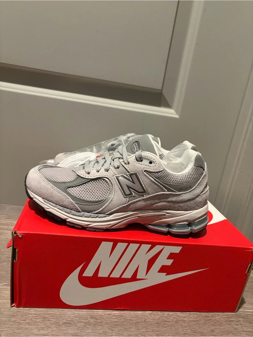 New Balance Women's Light Gray Mesh & Suede Athletic Sneakers